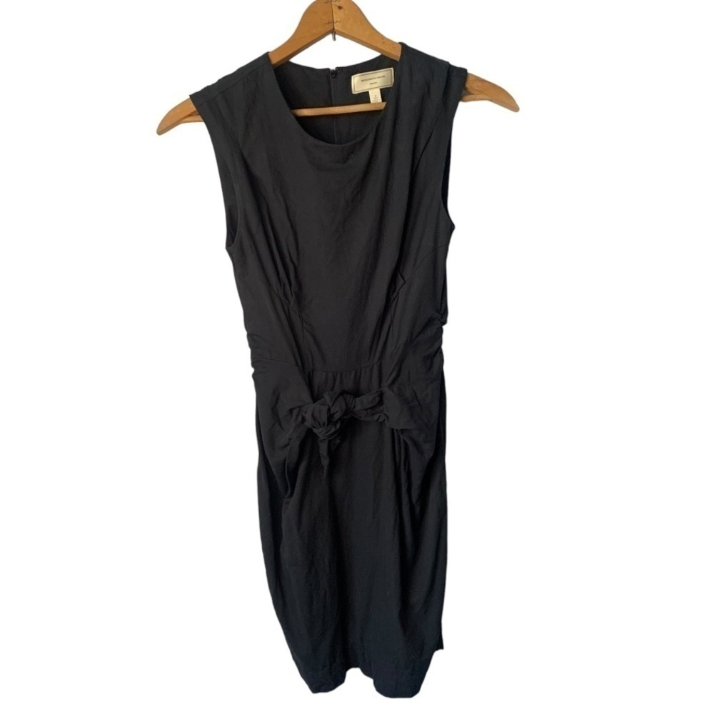 MOULINETTE SOEURS SILK COTTON SLEEVELESS TIE FRONT MIDI SHEATH DRESS 2 Anthro